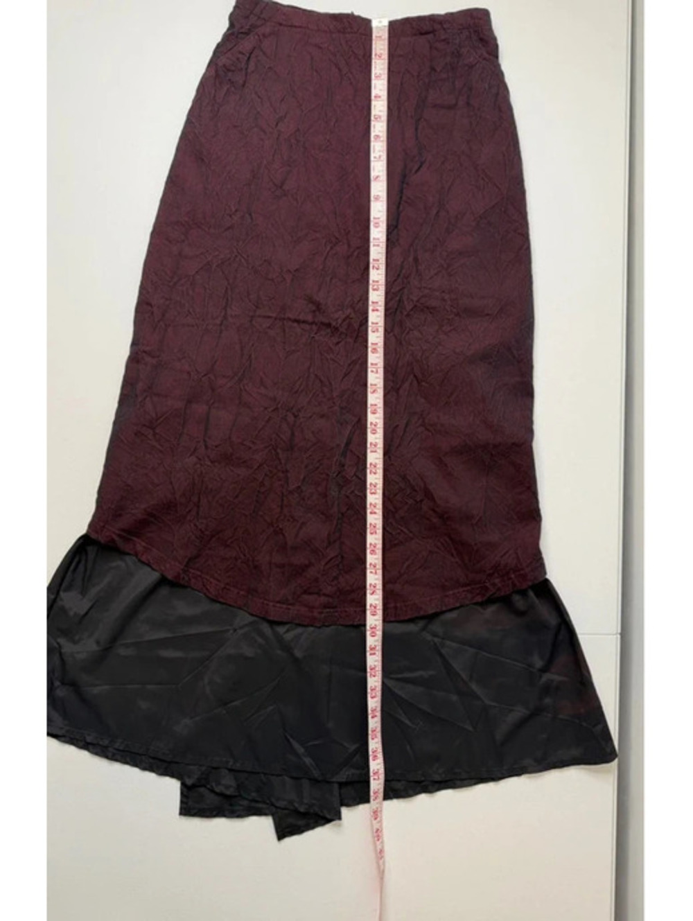 Vintage Cop Copine Y2K Burgundy Mermaid Maxi Skirt Layered Handkerchief Hem - Picture 6 of 8